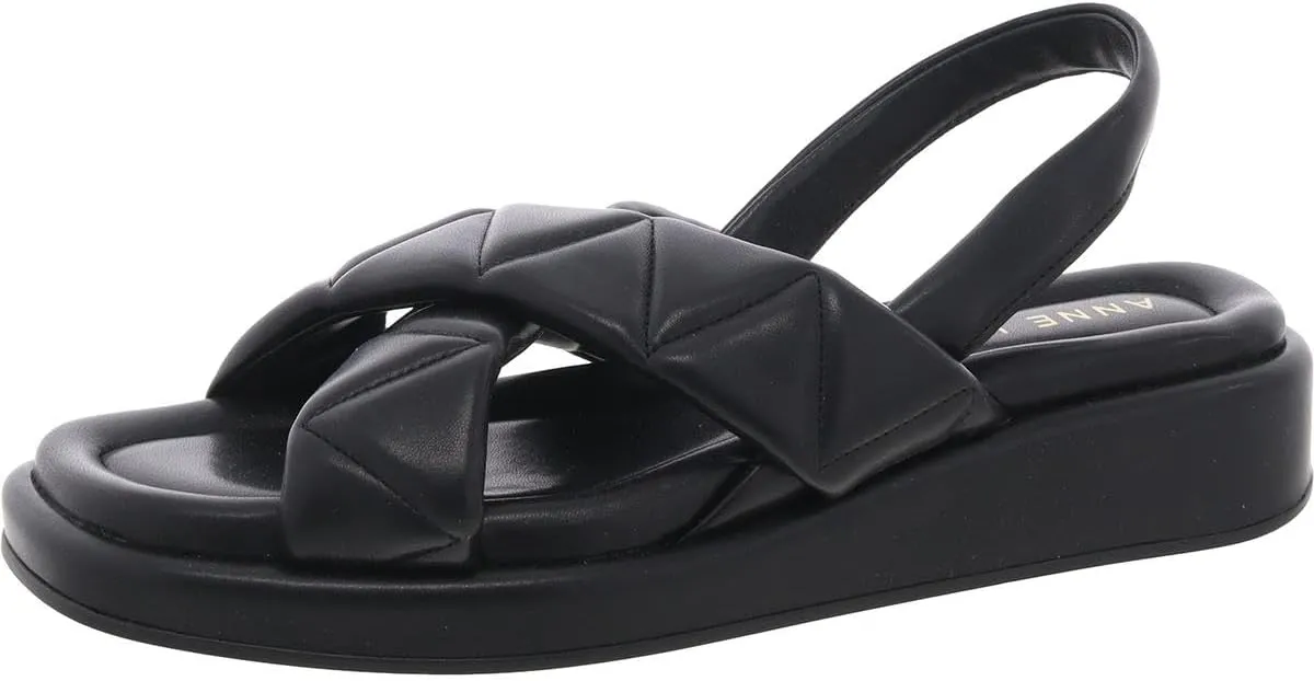 Anne Klein Womens Air Quilted Faux Leather Slingback Sandals