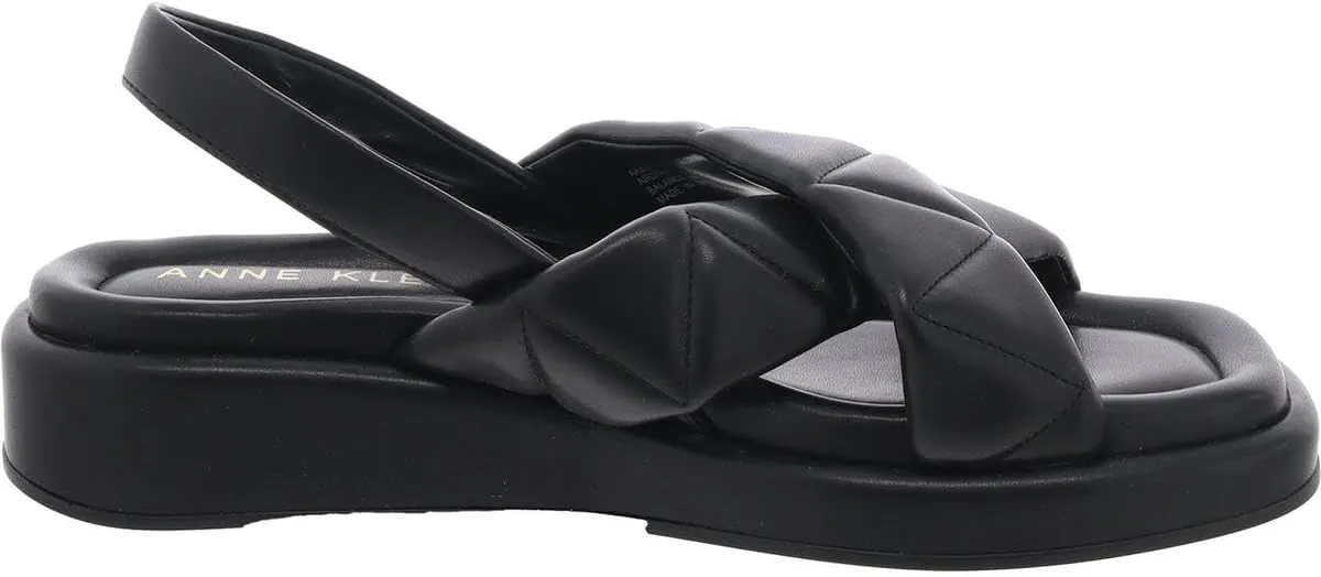 Anne Klein Womens Air Quilted Faux Leather Slingback Sandals