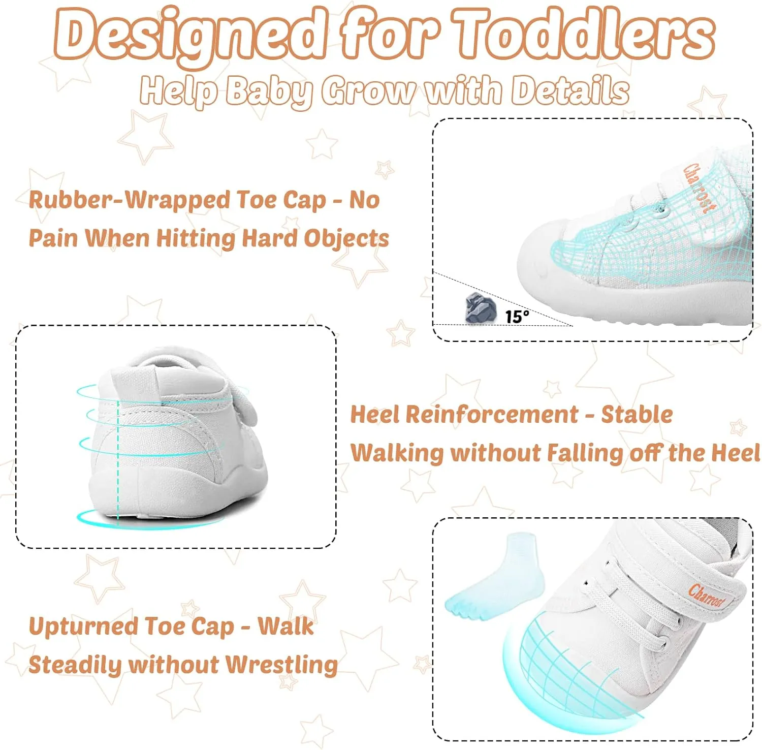 Baby Walking Shoes Toddler Girl Boy Soft Sole Breathable Cotton Canvas Shoes Infant Lightweight Non-Slip Safer Slip-on First Walkers Shoes Casual Tennis Wide Sneakers Rubber Soles Running Outdoor