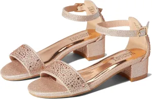 Badgley Mischka Girl's Selena Low Heel Ankle Strap Sandal (Little Kid/Big Kid) Rose Gold 1 Little Kid M