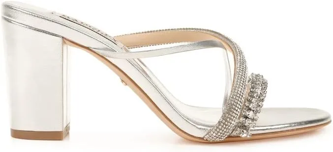 Badgley Mischka Women's Slide, Block Heel Heeled Sandal