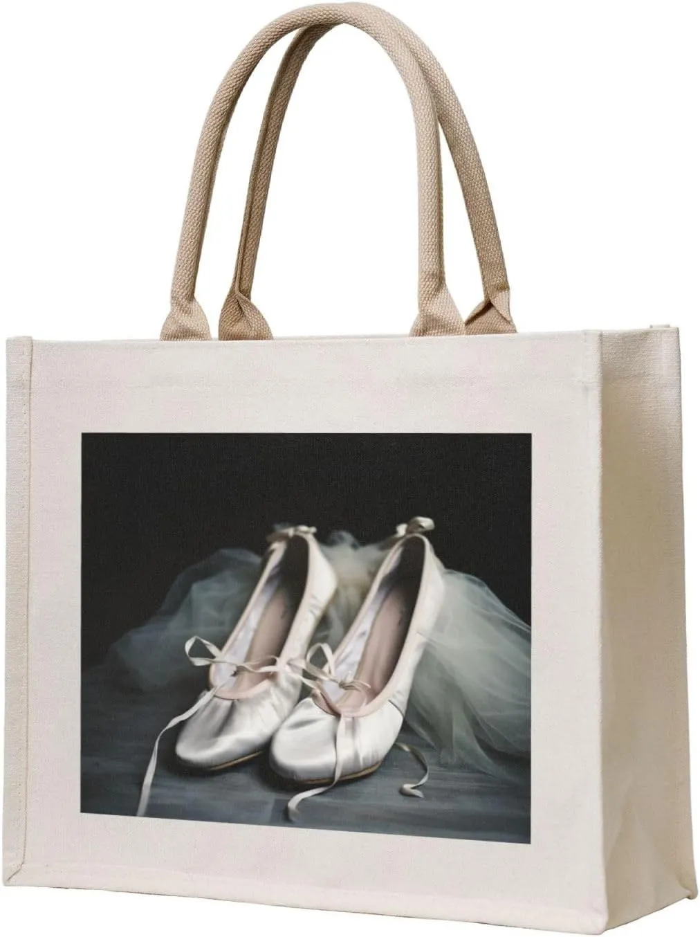 Ballet Shoe printed Canvas Carrying Tote Bag Fashion Handbag Shoulder Shopping Bag