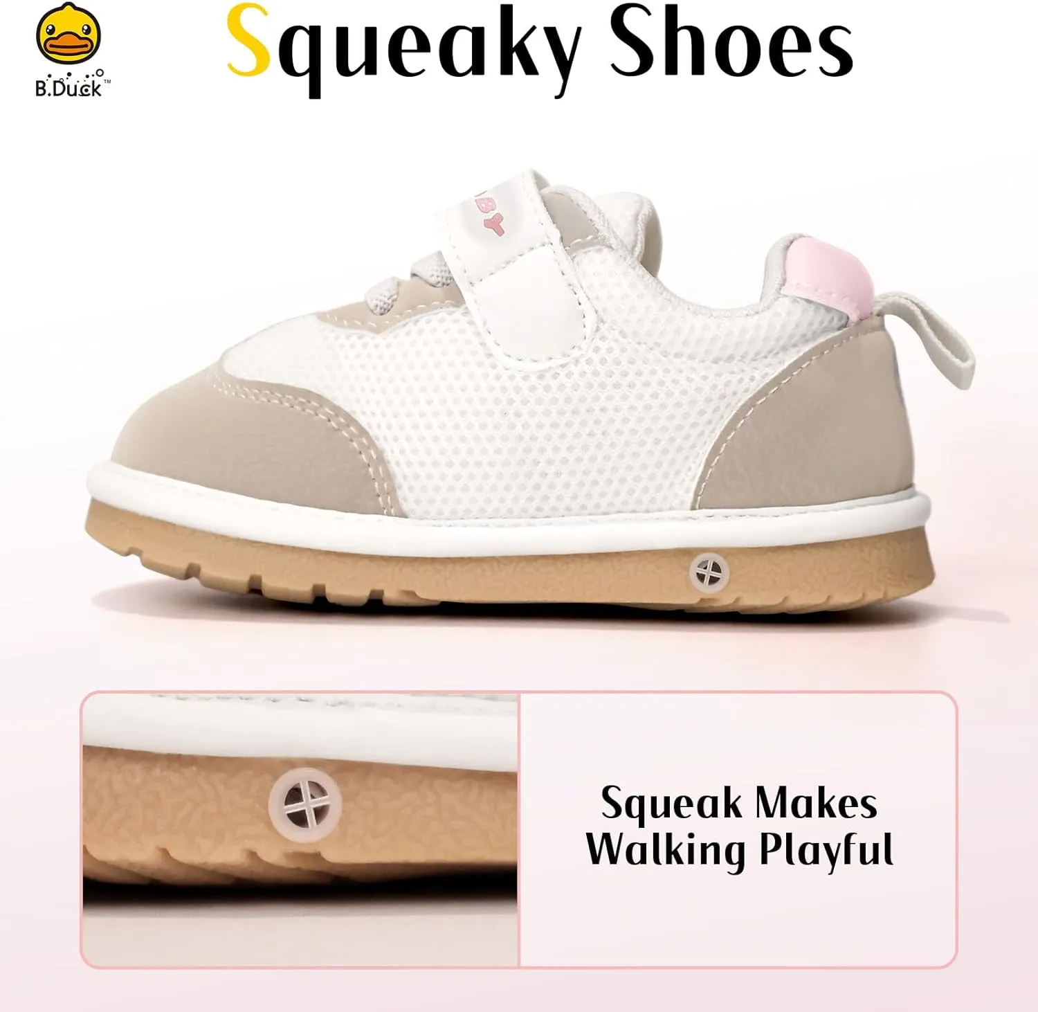 B.Duck Squeaky Shoes [Toddler 4-Toddler 7] Toddler Shoes for Girl and Boy Kids Shoe First Walker Soft-Bottom Toddler Shoes Toddler Sneakers