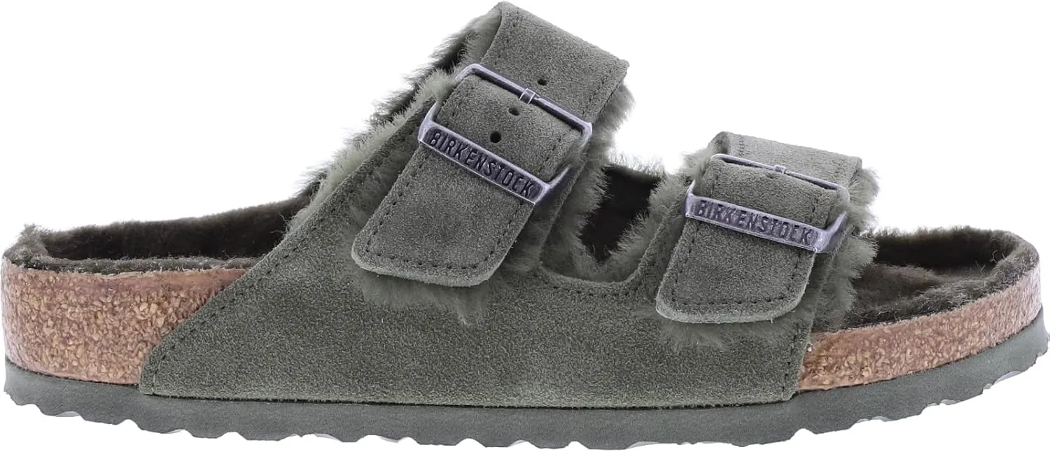 BIRKENSTOCK Model: Arizona with Lambskin / Thyme Olive Leather / Width: Normal / 1025666 / Unisex