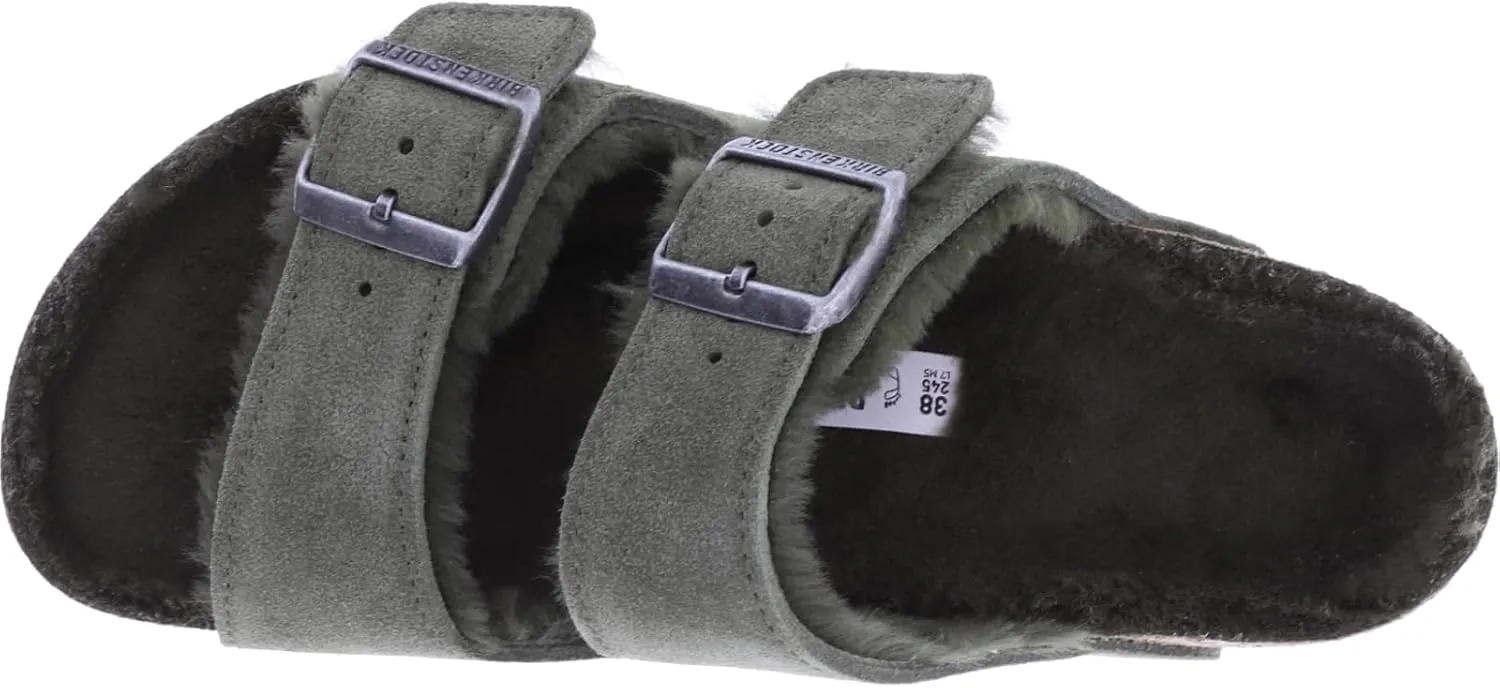 BIRKENSTOCK Model: Arizona with Lambskin / Thyme Olive Leather / Width: Normal / 1025666 / Unisex