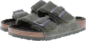 BIRKENSTOCK Model: Arizona with Lambskin / Thyme Olive Leather / Width: Normal / 1025666 / Unisex