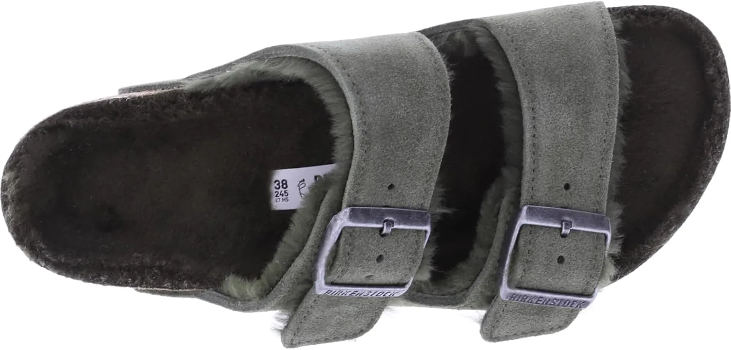 BIRKENSTOCK Model: Arizona with Lambskin / Thyme Olive Leather / Width: Normal / 1025666 / Unisex