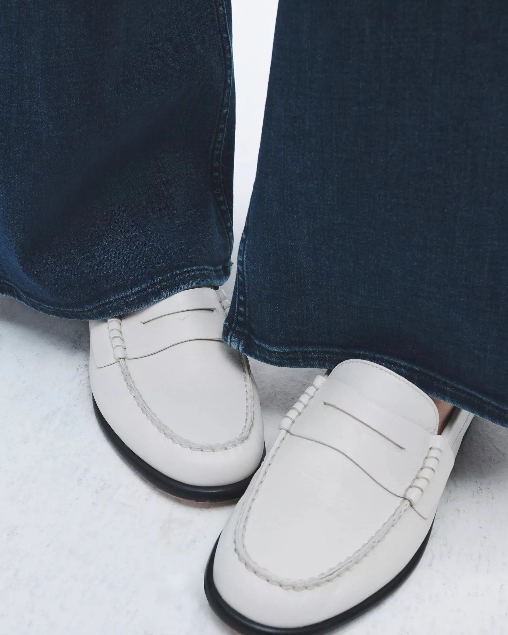 Carter Leather Loafer in Antique White
