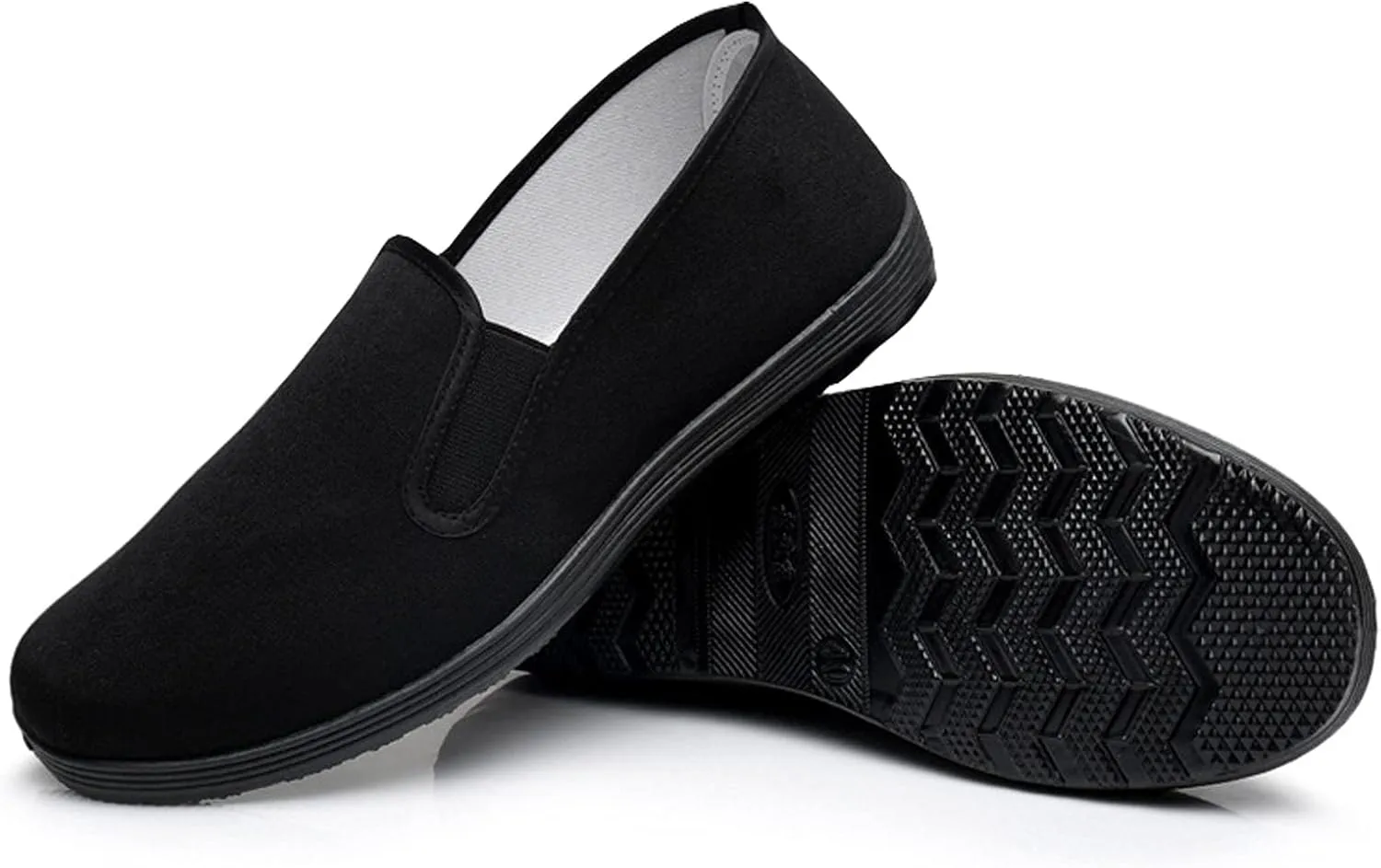 Chinese Kung Fu Slippers Canvas Martial Arts Tai Chi Shoes Rubber Sole Unisex All Black