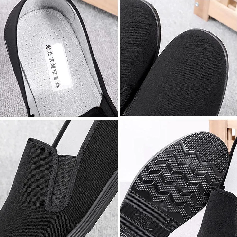 Chinese Kung Fu Slippers Canvas Martial Arts Tai Chi Shoes Rubber Sole Unisex All Black