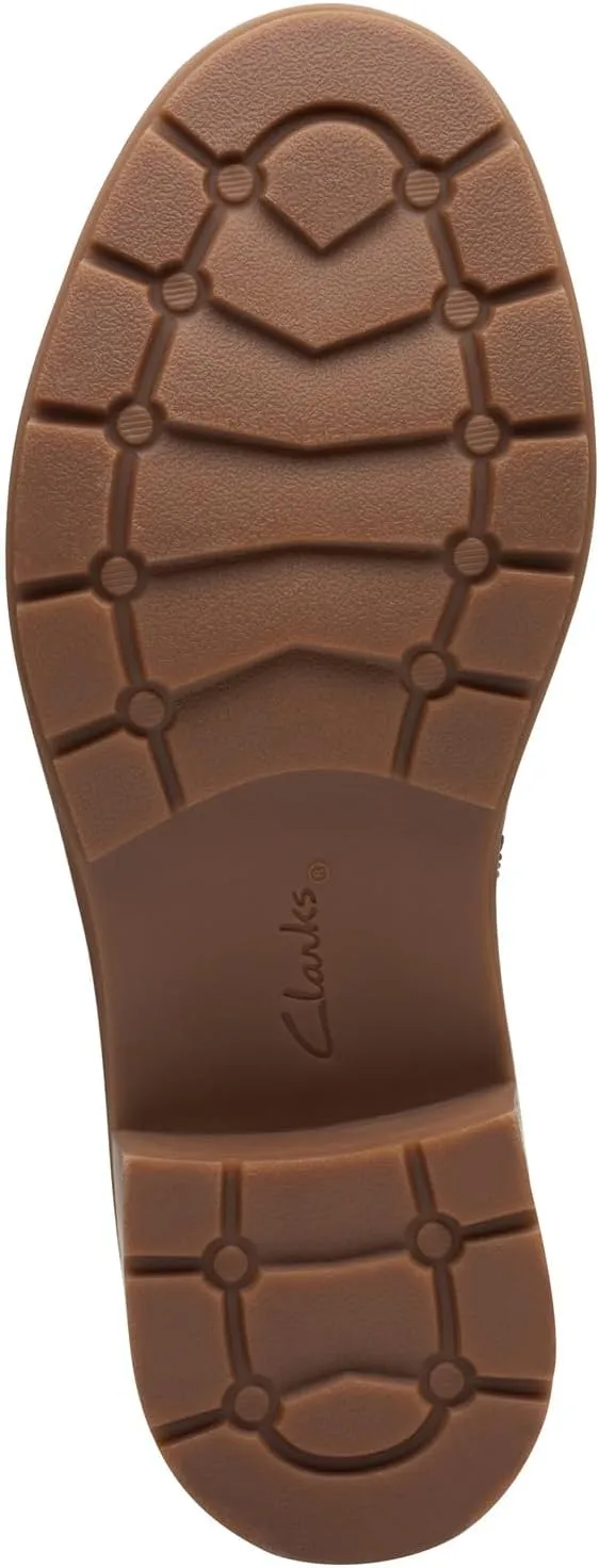 Clarks Womens Hearth Dove Leather Ruched Booties