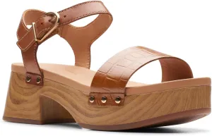 Clarks Women's, Sivanne Bay Sandal, 6, Tan Interest Leather
