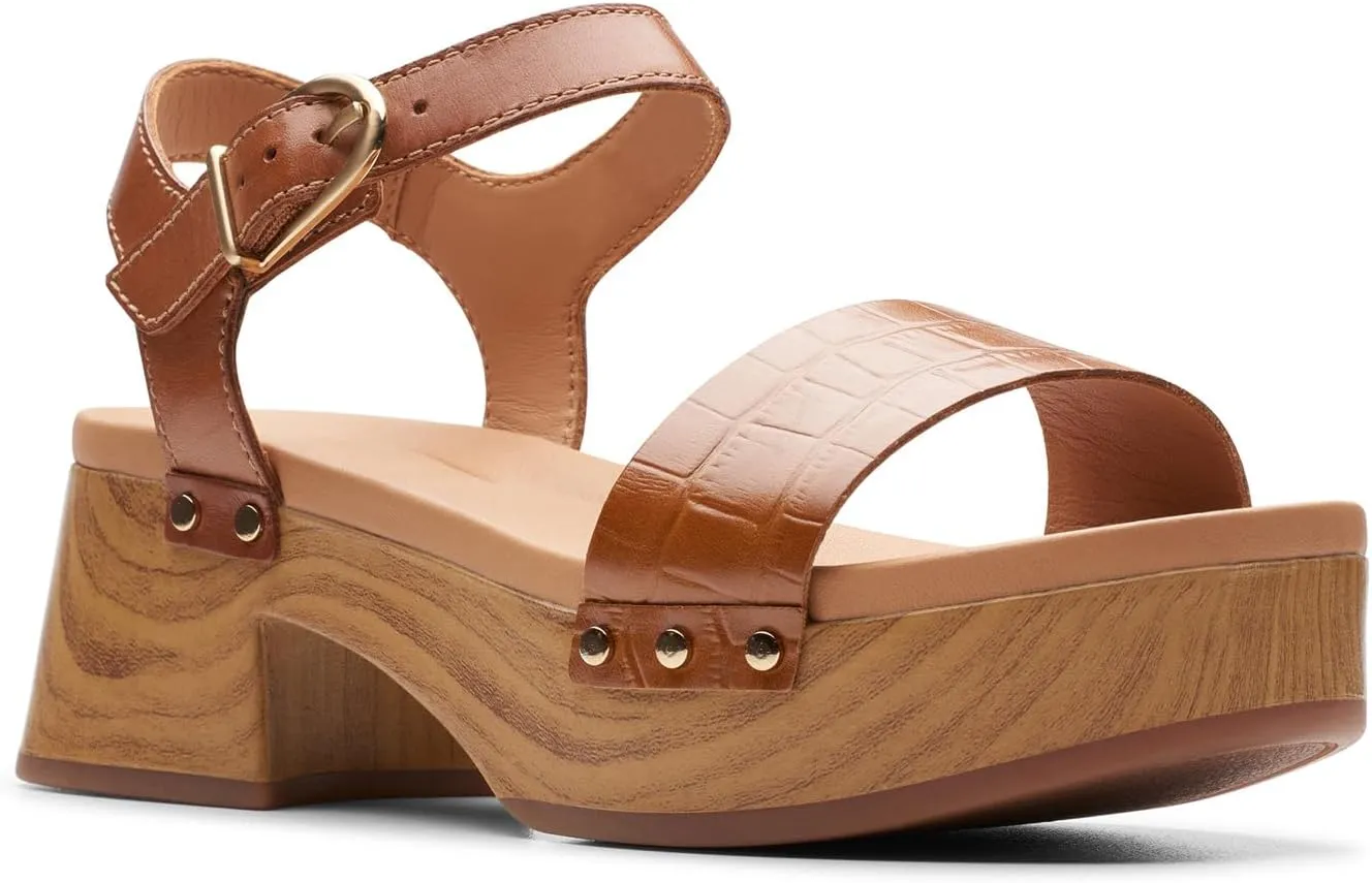 Clarks Women's, Sivanne Bay Sandal, 6, Tan Interest Leather