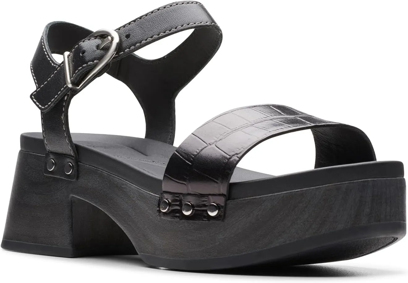 Clarks Women's, Sivanne Bay Sandal, 7, Black Interest Leather