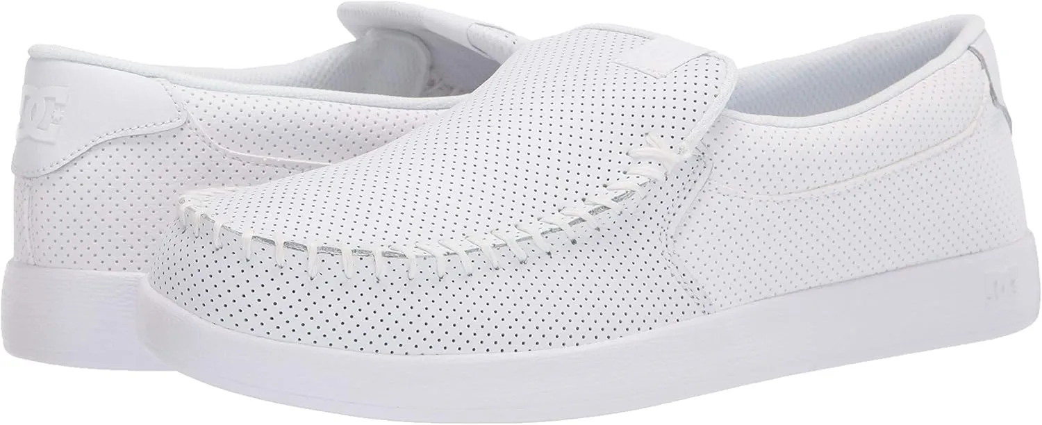 DC Shoes Men's Villain Slip-On Shoes, White, Size 5 - Casual Sneakers for Skateboarders, Young Adults, Big Kid