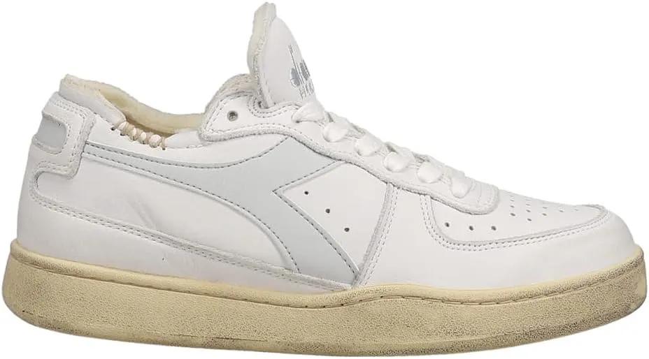 Diadora Mens Mi Basket Row Cut Lace Up Sneakers Shoes Casual - White