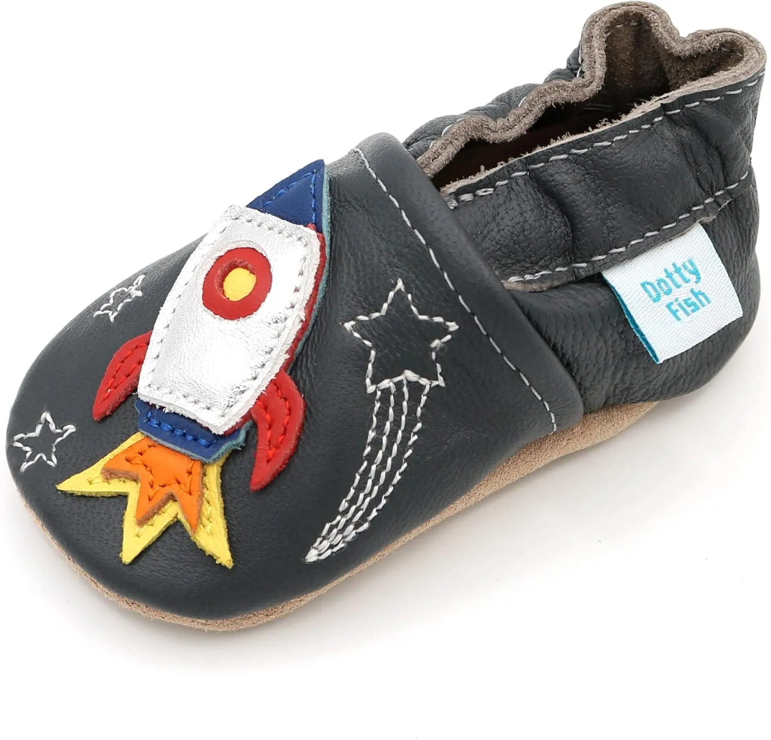 Dotty Fish Infant and Toddler Soft Leather Shoes – Barefoot-Friendly, Non-Slip Suede Sole, Podiatrist Recommended, Breathable Baby-Safe Leather, British Brand – Fits 0–5 Years