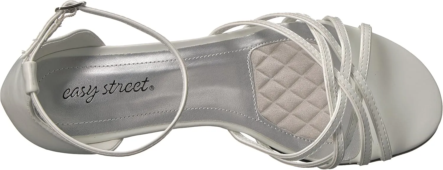 Easy Street Womens Tarrah Faux Leather Crossover Wedge Sandals