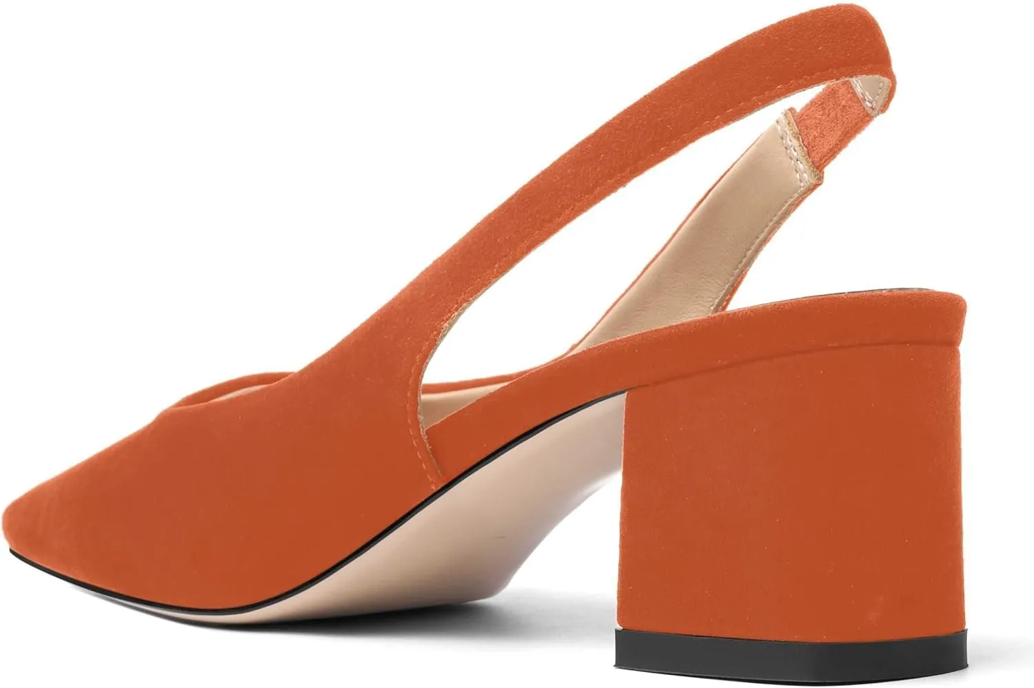 FOGEENA Womens Solid Suede Night Club Slip On Dress Square Toe Chunky Leather Low Heel Pumps Shoes 2 Inch