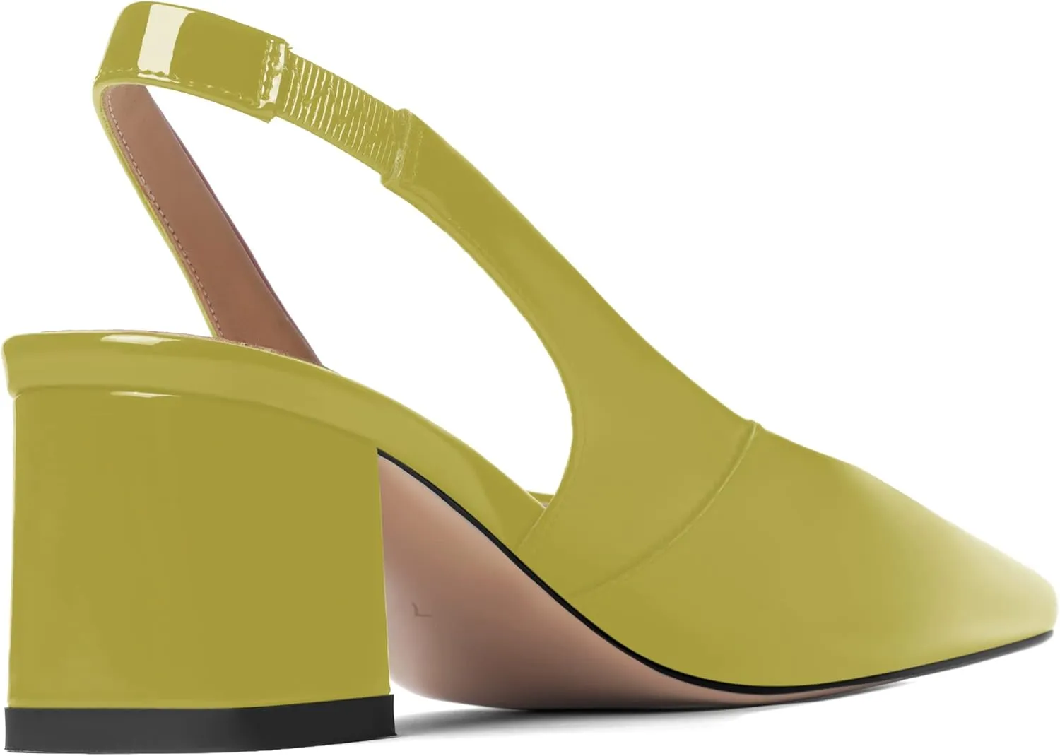 FOGEENA Womens Square Toe Patent Party Solid Dress Slip On Chunky Leather Low Heel Pumps Shoes 2 Inch