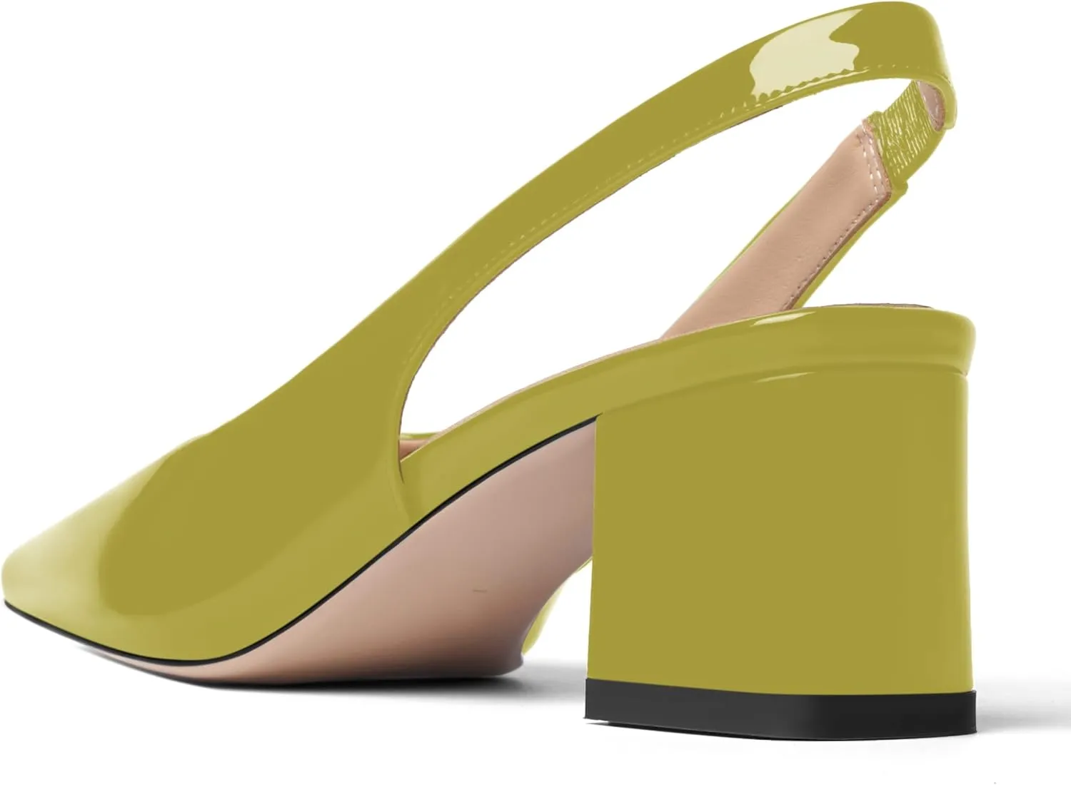 FOGEENA Womens Square Toe Patent Party Solid Dress Slip On Chunky Leather Low Heel Pumps Shoes 2 Inch
