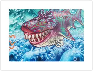 Graffiti Shoe Shark Mural Street Art Canvas Wall Art Print