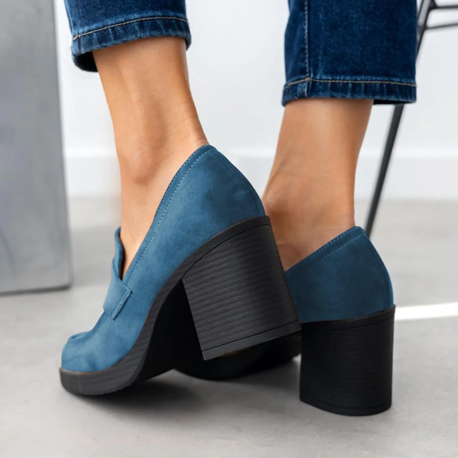 heelchic Chunky Loafers Women Dressy, Pumps Shoes for Women Pointed Closed Toe, Comfortable Block Heels Penny Loafers Slip On