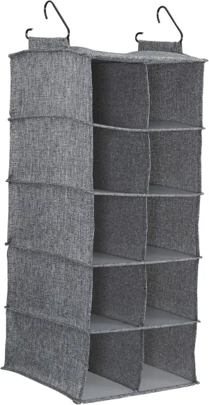 Household Essentials 10 Pocket Hanging Shoe Closet Organizer with Hooks