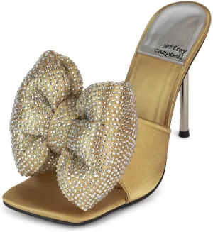Jeffrey Campbell BOW-DOWN-J Heels Black Satin Gold