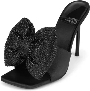 Jeffrey Campbell BOW-DOWN-J Heels Black Satin Gold