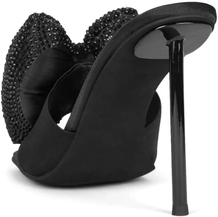 Jeffrey Campbell BOW-DOWN-J Heels Black Satin Gold