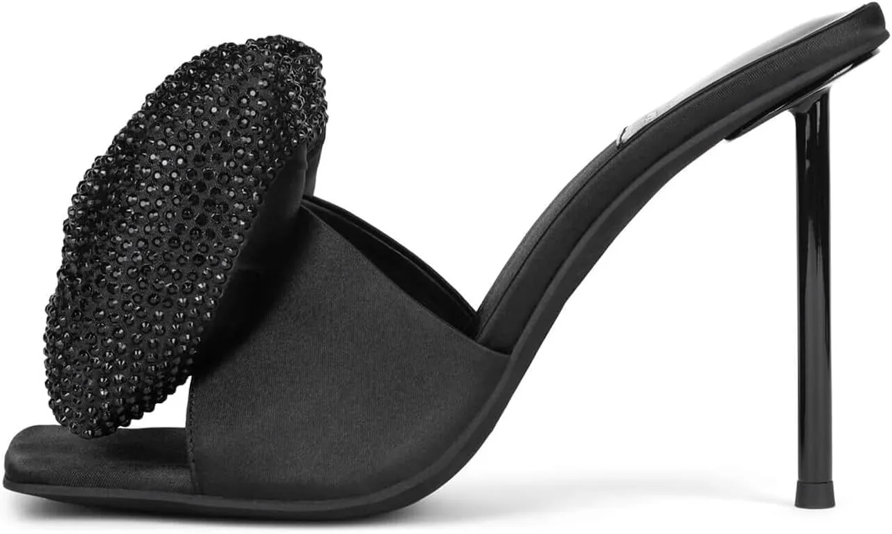 Jeffrey Campbell BOW-DOWN-J Heels Black Satin Gold