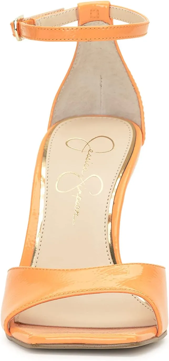 Jessica Simpson Womens LEEHI Faux Leather Open Toe Wedge Heels