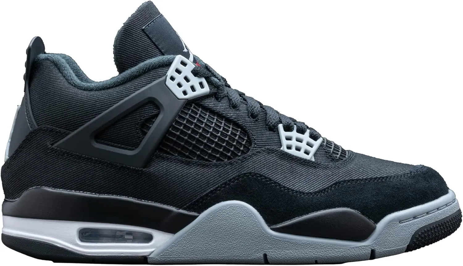 Jordan Mens Air 4 DH7138 006 Black Canvas - Size 11, Black/Light Steel Grey-white-f