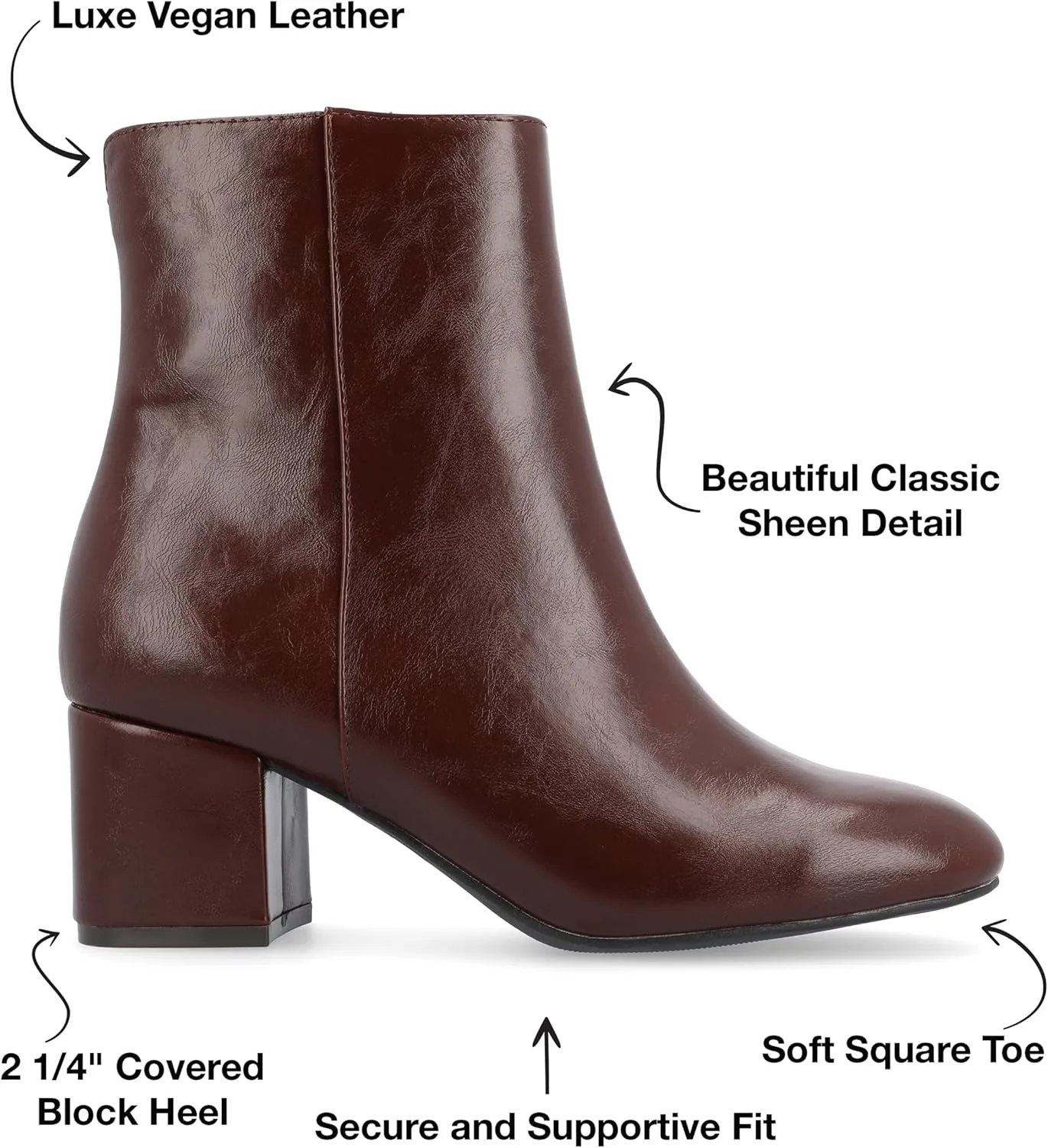 Journee Collection Womens ADRIA Faux Leather Ankle Boots