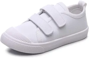 Kids White Canvas Shoes Toddler Classic Slip-on Sneaker for Girls Boys Casual Tennis Running Shoes