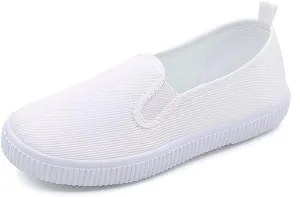 Kids White Canvas Shoes Toddler Classic Slip-on Sneaker for Girls Boys Casual Tennis Running Shoes