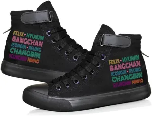 KPOP Stray Kids Shoes Sneakers Felix Bang Chan Lee Know ChangBin Han I.N HyunJin Seungmin Hiphop High-Top Canvas Shoes