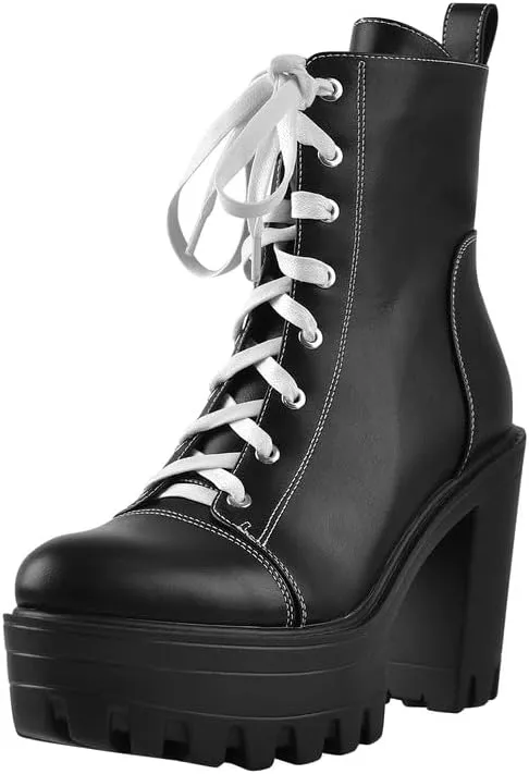 LISHAN Women's Platform Canvas High Heels
