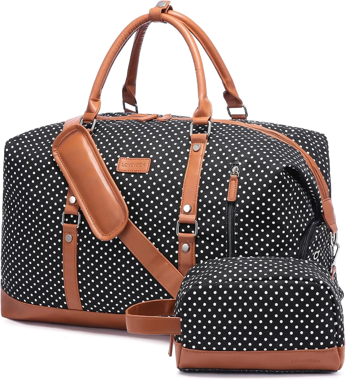 LOVEVOOK Canvas Travel Duffel Bag for Women, Carry on Overnight Bag, Large Capacity Weekender Tote Bag with Shoe Compartment