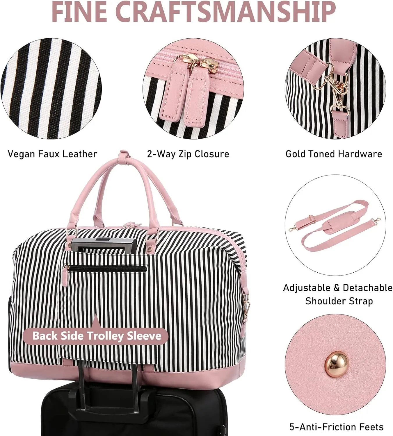 LOVEVOOK Canvas Travel Duffel Bag for Women, Carry on Overnight Bag, Large Capacity Weekender Tote Bag with Shoe Compartment
