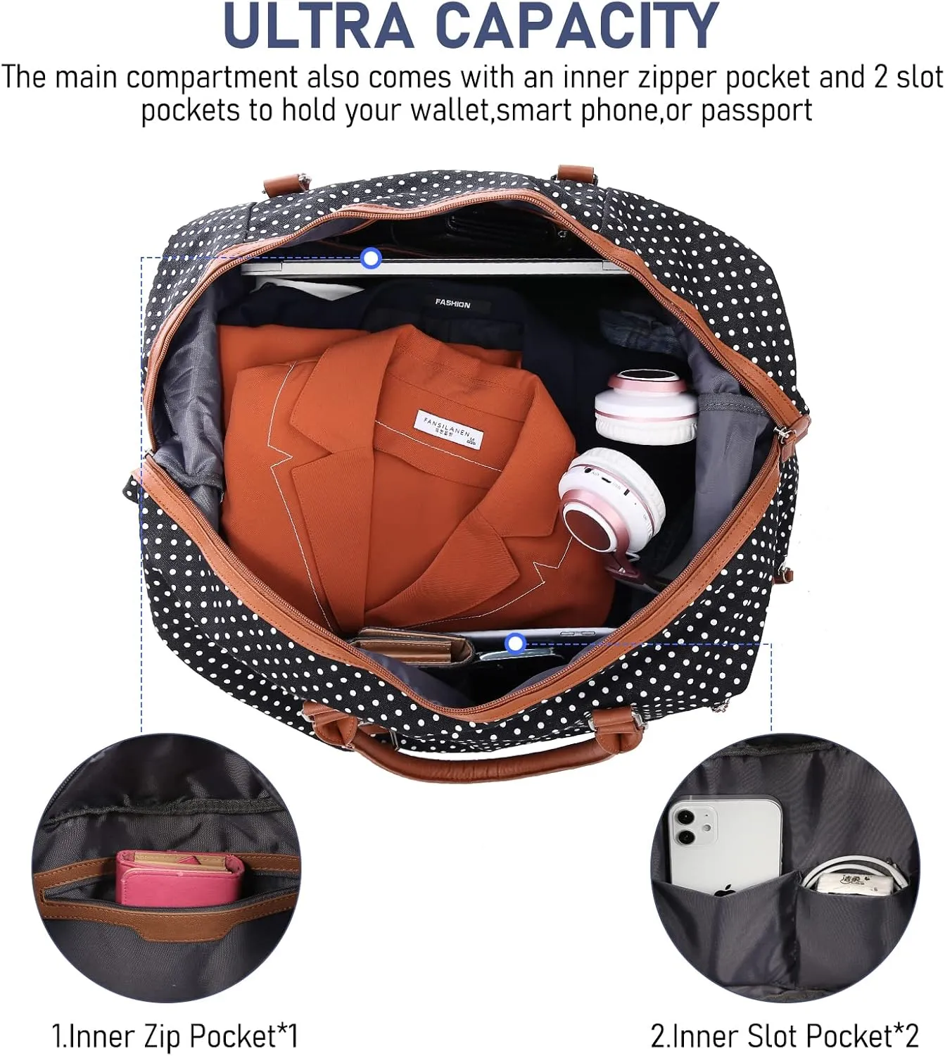 LOVEVOOK Canvas Travel Duffel Bag for Women, Carry on Overnight Bag, Large Capacity Weekender Tote Bag with Shoe Compartment
