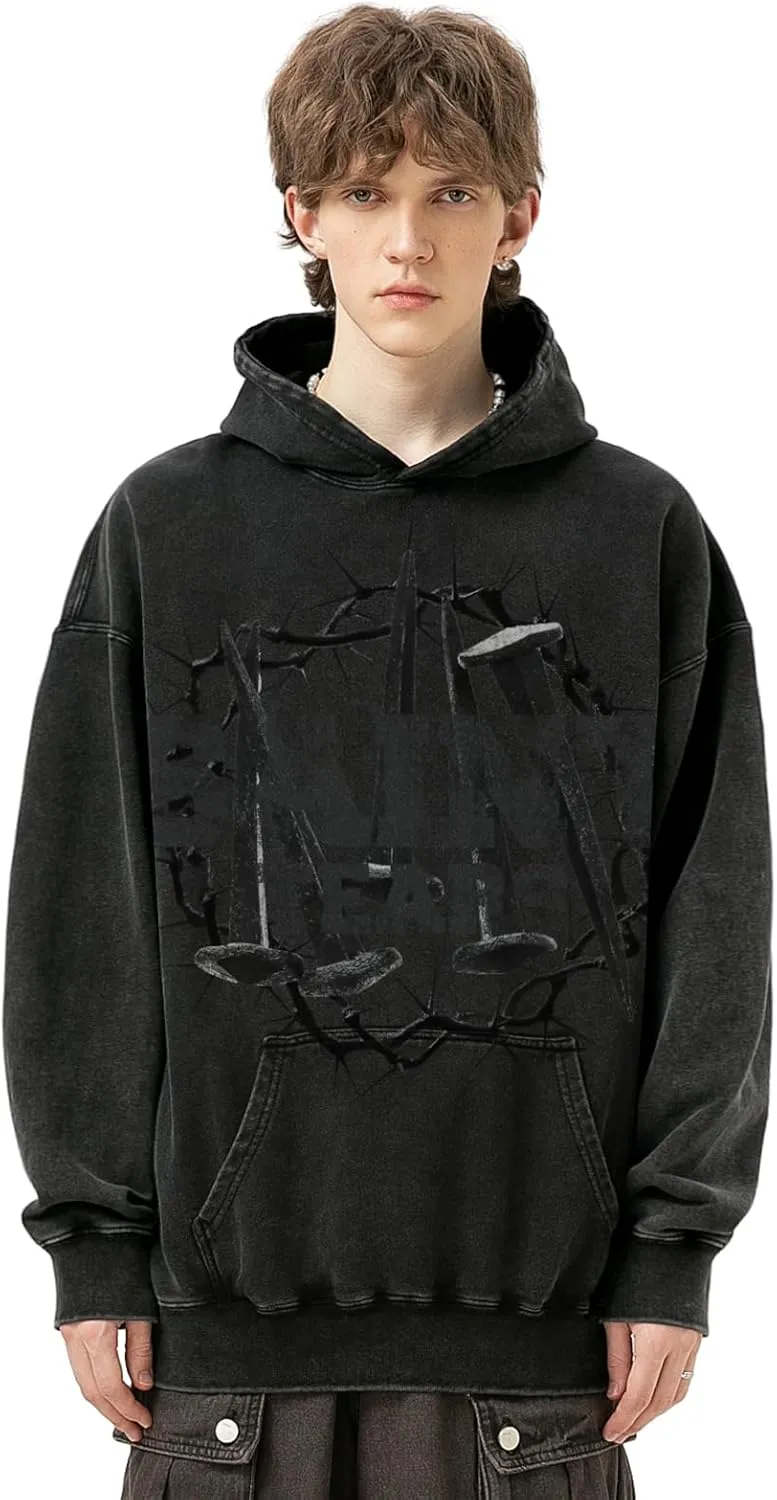 Men's 3D Graphic Print Hooded Casual Oversized Hoodies Pink&Grey Mix Special Color Long Sleeve For Unisex