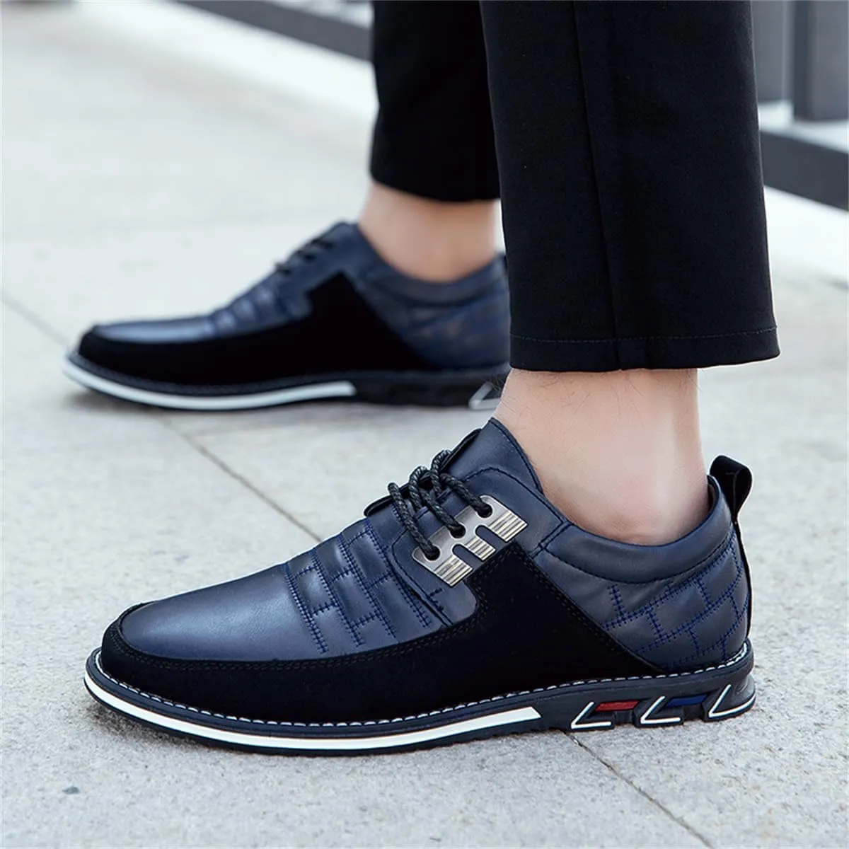 Mens Business Casual Loafers Shoes for Male Lace-up Stylish Work Office Working Oxfords