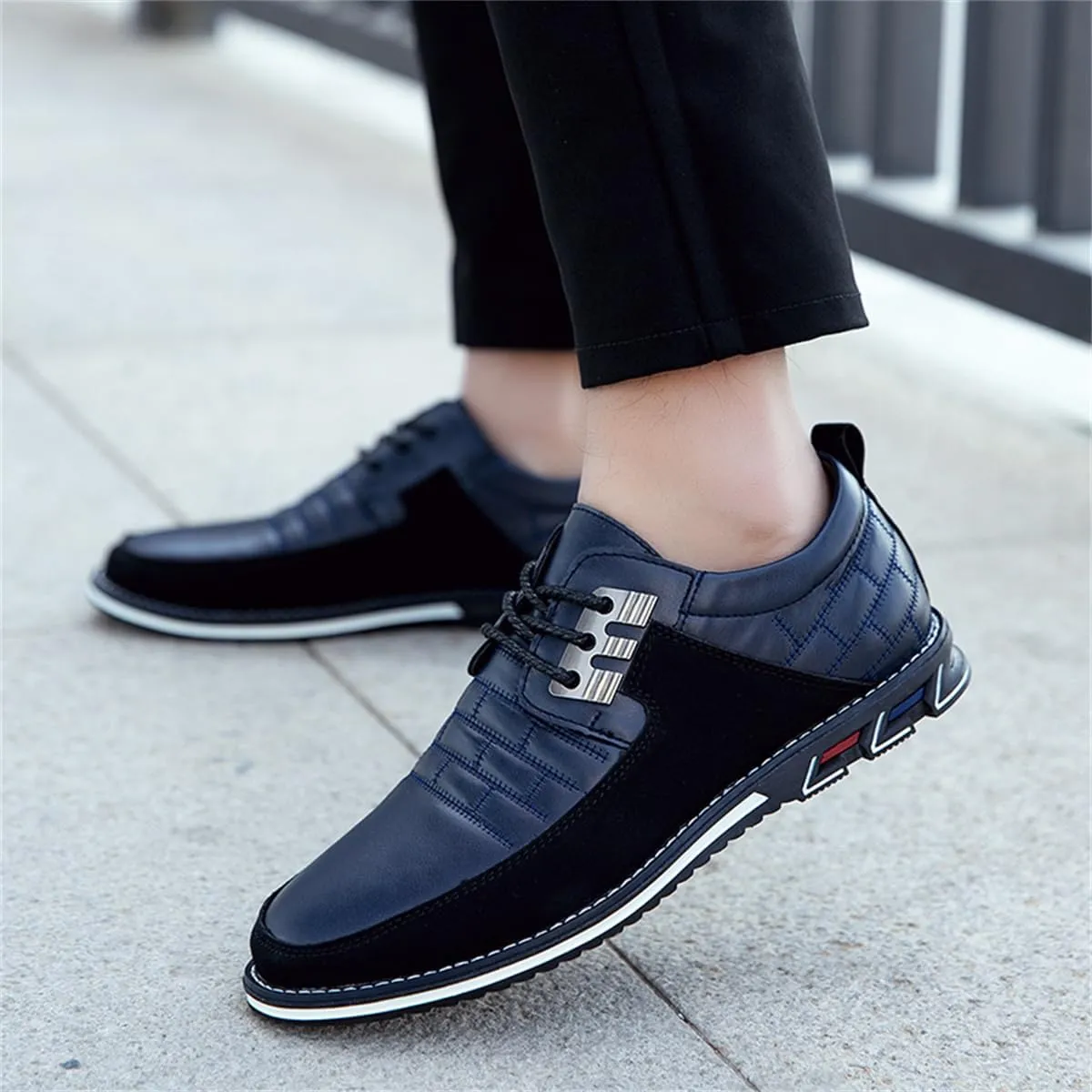 Mens Business Casual Loafers Shoes for Male Lace-up Stylish Work Office Working Oxfords
