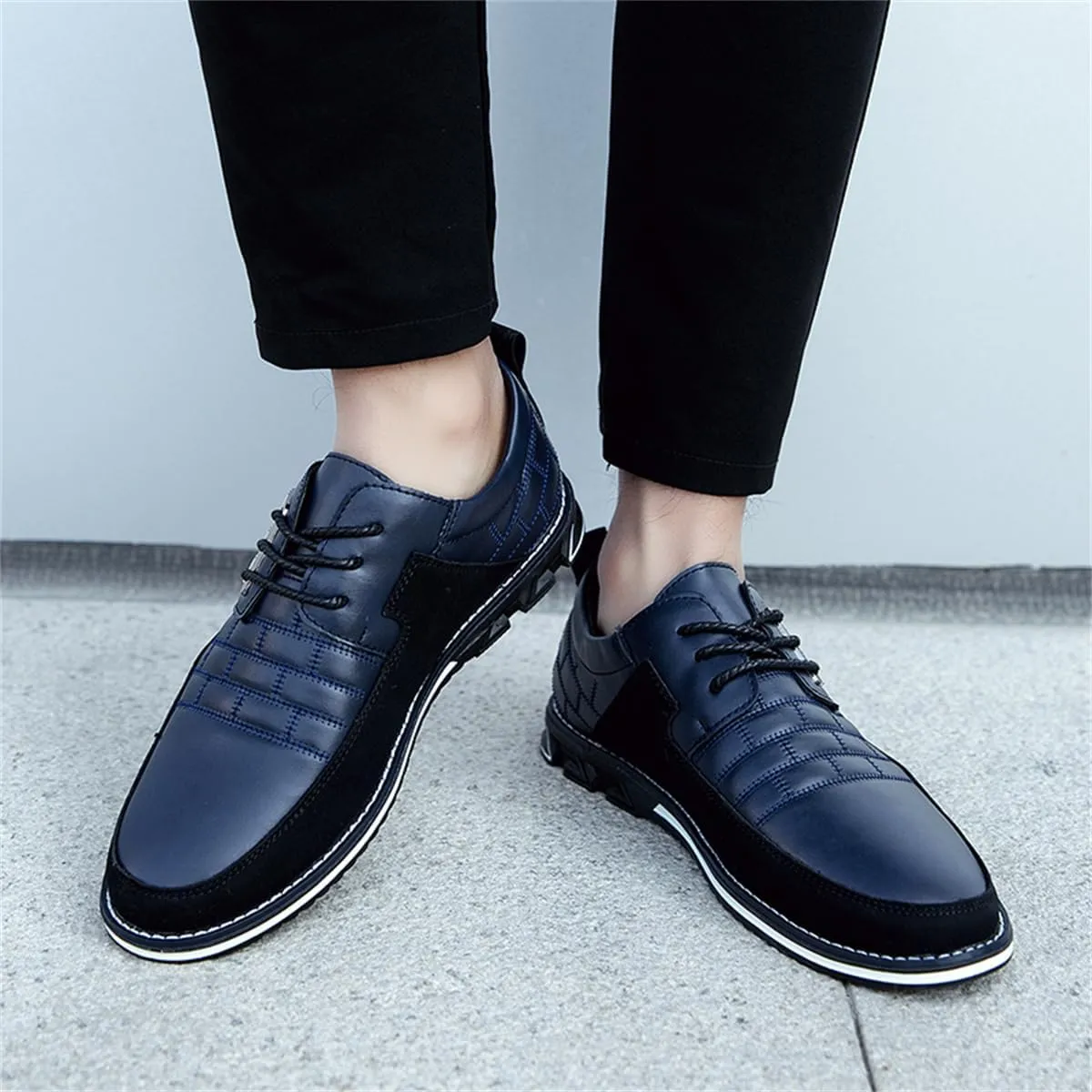 Mens Business Casual Loafers Shoes for Male Lace-up Stylish Work Office Working Oxfords