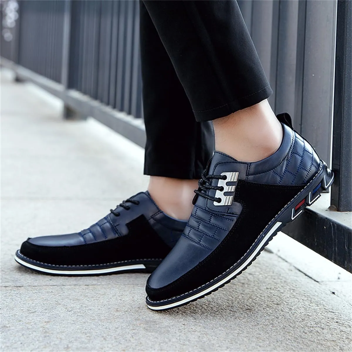 Mens Business Casual Loafers Shoes for Male Lace-up Stylish Work Office Working Oxfords