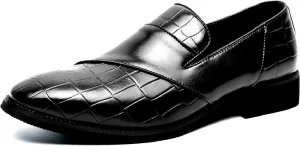 Mens Plaid Printed Low Heel Loafer Fashion Comfort Pointed Toe Slip On Business Dress Shoe Classic Casual Work Party Shoe