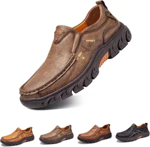 Mens Slip on Loafer Leather Casual Oxford Shoes Hand Stitching Comfort Anti Slip Moccasins Walking Shoes, Business Work Office Dress Shoes Outdoor Summer Driving Boat Round Toe Penny Shoe Wide Fit