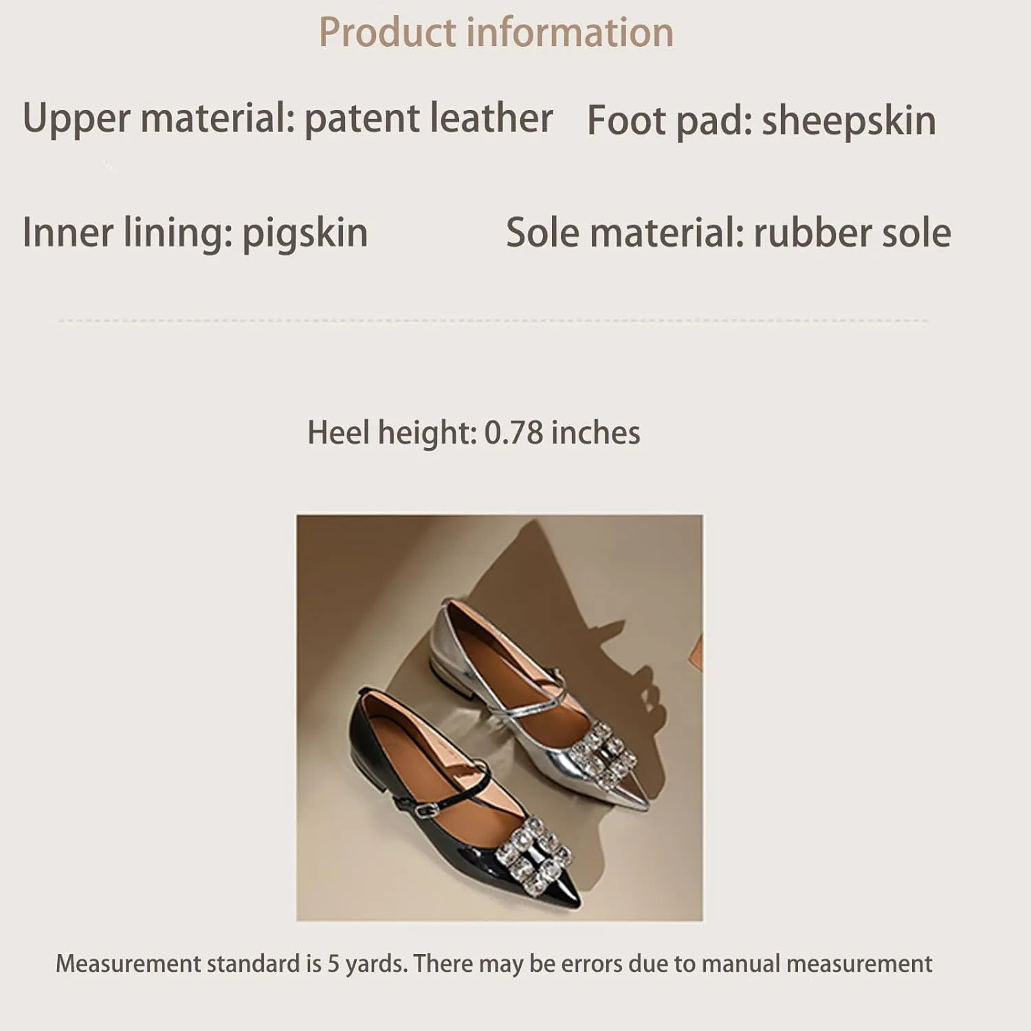 NELSBREXWomen'S Patent Leather Rhinestone Chunky Low-Heeled Mary Jane Shoes Sexy Pointed Toe Comfortable Non-Slip Block Heel Dress Pumps with Adjust Buckle for Business Wedding Formal